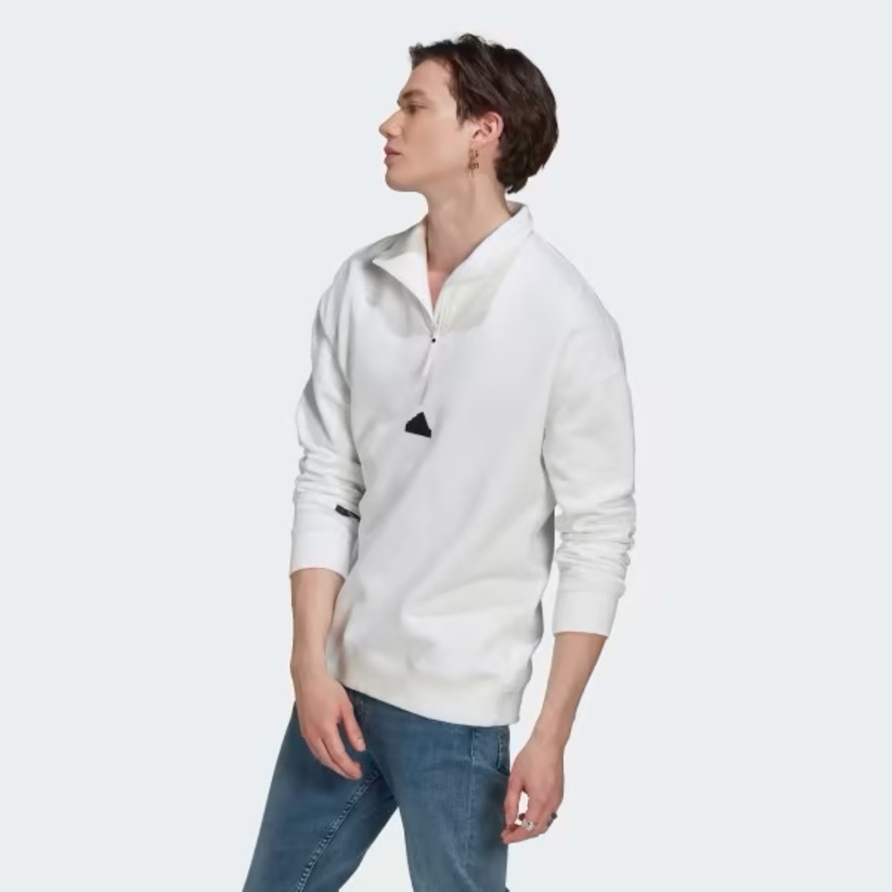 adidas Men’s 1/4 Zip Sweatshirt White, L